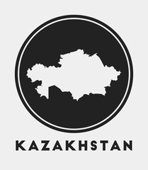 Kazakhstan icon. Round logo with country map and title. Stylish Kazakhstan badge with map. Vector illustration.