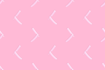 Classic razor seamless pattern. Background with the effect of an embossed pattern on paper.