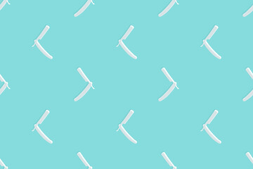 Classic razor seamless pattern. Background with the effect of an embossed pattern on paper.
