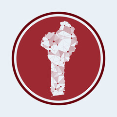 Benin icon. Trendy tech logo of the country. Geometric mesh round design. Technology, internet, network, telecommunication concept. Vector illustration.