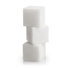 White sugar cubes, isolated on white background