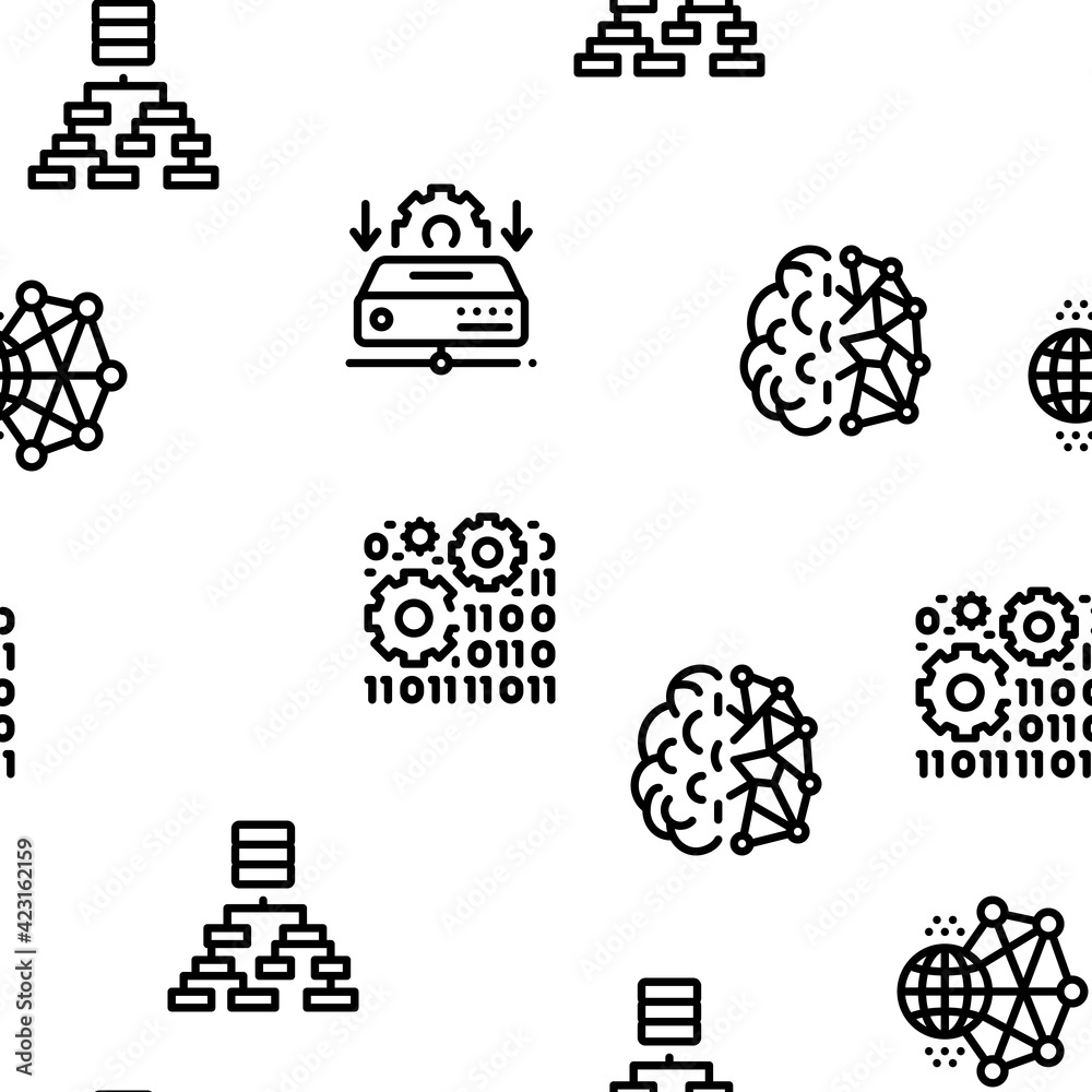 Poster machine learning ai seamless pattern vector