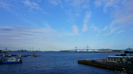 Kanagawa Prefecture  Japan. Tokyo Bay. Yokohama Bay Bridge in background