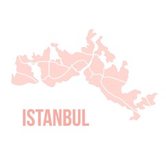 Istanbul Constantinopol map silhouette administrative division, vector map isolated on white background. boundary map with streets. High detailed illustration