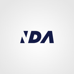 NDA three 3 letter negetive space logo combination alphabet vector creative company icon design template .
