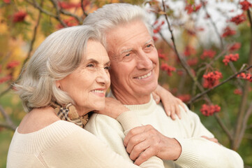 portrait of beautiful senior couple embracing