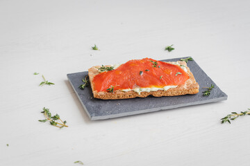 Wild Norwegian smoked Salmon on a cracker 