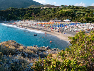 Capogrosso beach on the Tyrrhenian Sea near Marina di Camerota. Salerno, Campania, Italy