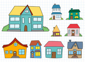House hand drawn set vector design illustration isolated on white background
