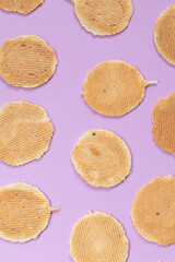 homemade cookies on purple background, creative food photography
