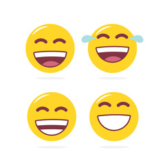 Vector illustration: set of laugh emoji on white background