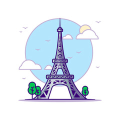 Fototapeta na wymiar Eiffel Tower Landmarks Vector Icon Illustration in Flat Cartoon style for Web Landing Pages with Banner or Sticker and Background