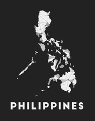 Philippines - communication network map of country. Philippines trendy geometric design on dark background. Technology, internet, network, telecommunication concept. Vector illustration.