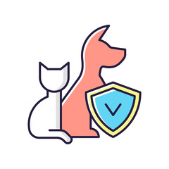 Pet insurance RGB color icon. Pet-care policy. Accident and illness plan. Exorbitant vet bills coverage. Payment for dog, cat injuries. Expensive vet procedures. Isolated vector illustration