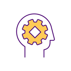 Analytical thinking RGB color icon. Problem solving. Critical mind. Brainstorming ability. Soft skills for decision making. Reasoning and conclusions efficiency. Isolated vector illustration