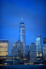 New York city skyline at night. USA