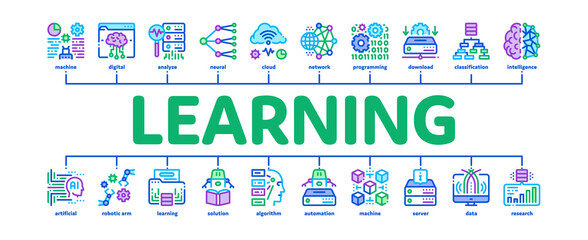 Machine Learning Ai Minimal Infographic Banner Vector