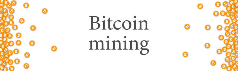 Orange Bitcoin mining confetti border.
