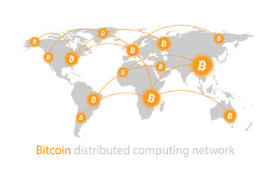 Abstract Bitcoin cryptocurrency global background.