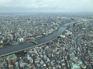 Sumida River and Tokyo cityscape 