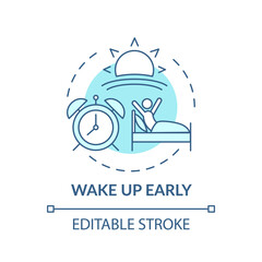 Wake up early turquoise concept icon. Daily routine. Person awake in morning. Self development, life improvement idea thin line illustration. Vector isolated outline RGB color drawing. Editable stroke