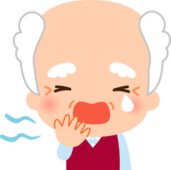 あくびするシニア男性