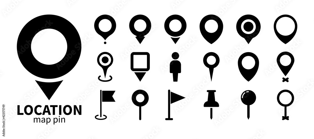 Poster Pin Location icons. Point of location. Set of map pointer. Marker pointer. Vector illustration. Flat Map pin icons to mark location