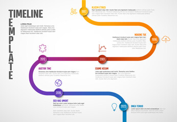 Vector Infographic Company Milestones curved Timeline Template