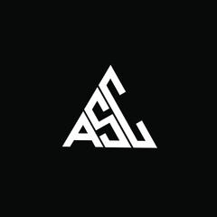 A S C letter logo creative design on black color background. ASC icon - obrazy, fototapety, plakaty