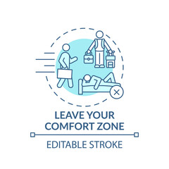 Leave your comfort zone turquoise concept icon. Achieve goals. Personal motivation. Self development idea thin line illustration. Vector isolated outline RGB color drawing. Editable stroke