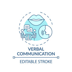 Verbal communication turquoise concept icon. Conversational skills. Form relationships. Self development idea thin line illustration. Vector isolated outline RGB color drawing. Editable stroke - obrazy, fototapety, plakaty