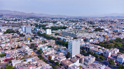 Aerial view of the municipality of Miraflores in the city of Lima