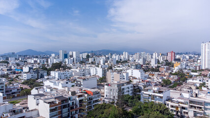Aerial view of the municipality of Miraflores in the city of Lima