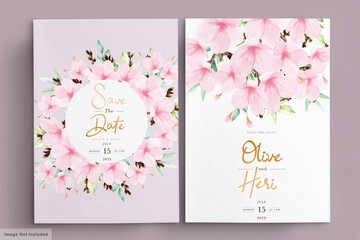 watercolor cherry blossom invitation card template