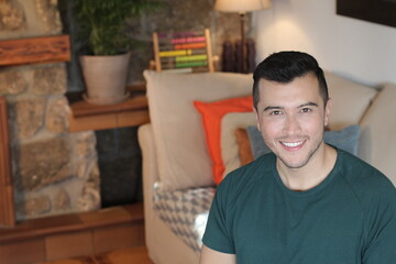Fototapeta premium Young comfortable man at home