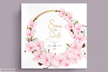 watercolor cherry blossom invitation card template