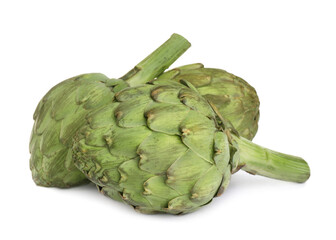 Obraz premium Whole fresh raw artichokes on white background
