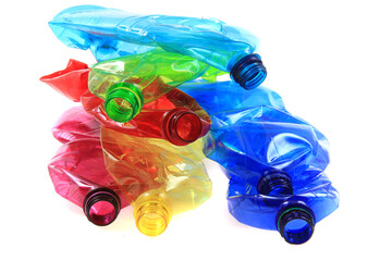 plastic color bottles isolated