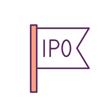 recommend clip art: Initial public offering RGB color icon. Offering shares to public. Stock market launch. Raising capital from public stockholders and investors. Primary market transaction. Isolated vector illustration