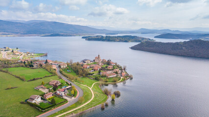 aerial view of ullibarri ganboa reservoir, Spain