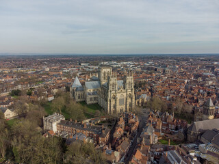 York Minster and York city centre aerial view the historic city in Yorkshire, northern England
