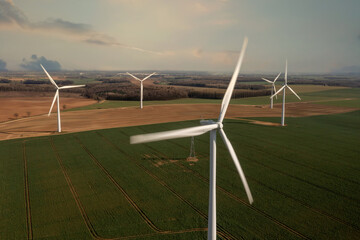 Wind Farm turbines near Leeds in west Yorkshire providing renewable green energy for the United Kingdom.  © Chris Chambers