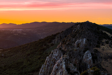 Sunset in the Monfragüe natural park.