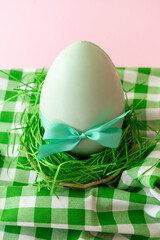 Big green chocolate Easter egg. 