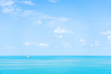 Beautiful nature of sea ocean with white cloud and blue sky