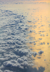 Cloud sky above the sea from airplane 