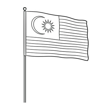 Flag of Malaysia illustration. Contour flag on white background.