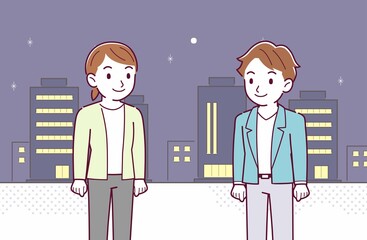 夜の街でのワンシーン