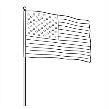 Flag of United States of America illustration. Contour flag on white background.