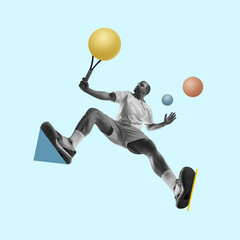 Fototapeta premium Modern design, contemporary art collage. Inspiration, idea, trendy urban magazine style. Negative space to insert your text or ad.